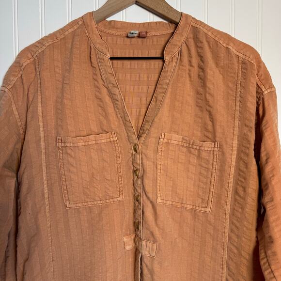 Anthropologie Pilcro Seersucker Tunic Button Down Top Orange Women’s Size XS - Picture 3 of 11